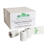 box of 50 branded phenol-free paper rolls for receipt printing.