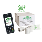 Ingenico Desk 5000 credit card terminal with 50 branded BPA-free paper rolls for receipts