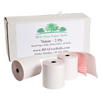 76x70 2 Ply Paper Rolls (White/Pink) (20 Roll Box)