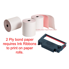 76x70 2 Ply Paper Rolls (White/Pink) (20 Roll Box)