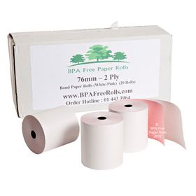 76x70 2 Ply White/Pink (50 Roll Box)