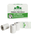 A box of 57x40mm  phenol free thermal rolls with 3 rolls in front of the box with a white background